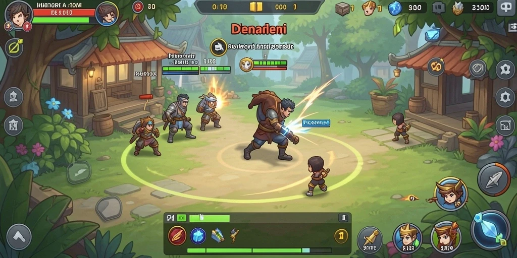 Screenshot 1 menunjukkan aksi seru di dalam game.